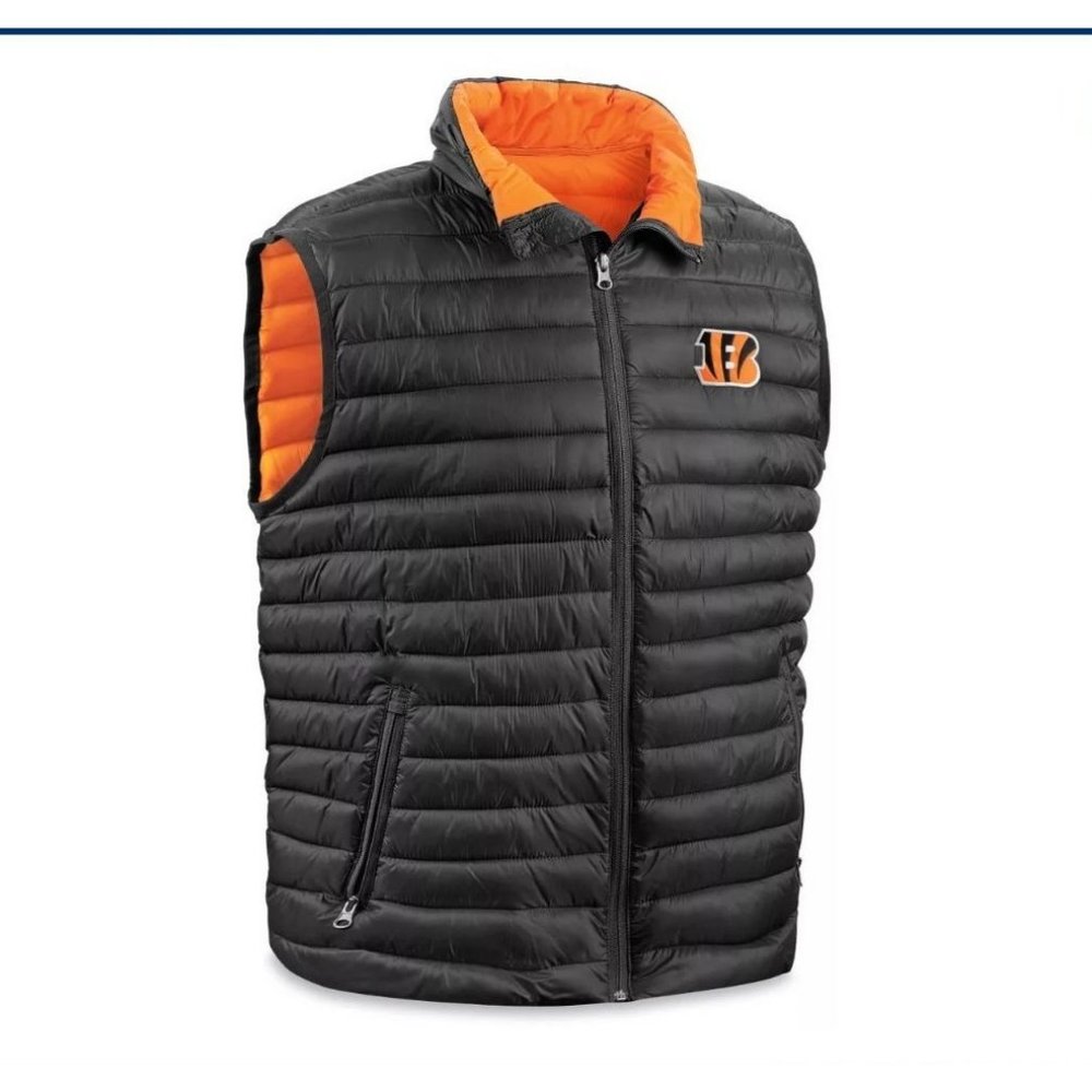 NFL Cincinnati Bengals Black Puffer Vest Size Large